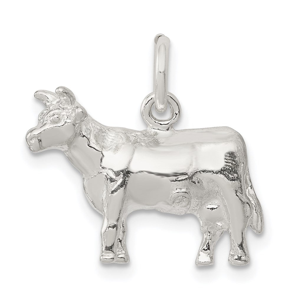 Sterling Silver Cow Charm, 21 x 15 mm