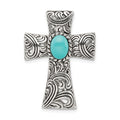 Sterling Silver Antiqued Reconstituted Turquoise Cabochon Slide, 33 x 24 mm