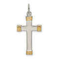 Sterling Silver & Gold-plated Polished Cross Pendant, 29 x 16 mm