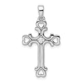 Sterling Silver Rhodium-plated CZ Heart Cross Pendant, 27 x 16.3 mm