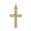 Sterling Silver Gold-plated Polished and Texture Cross Pendant, 21.5 x 12 mm