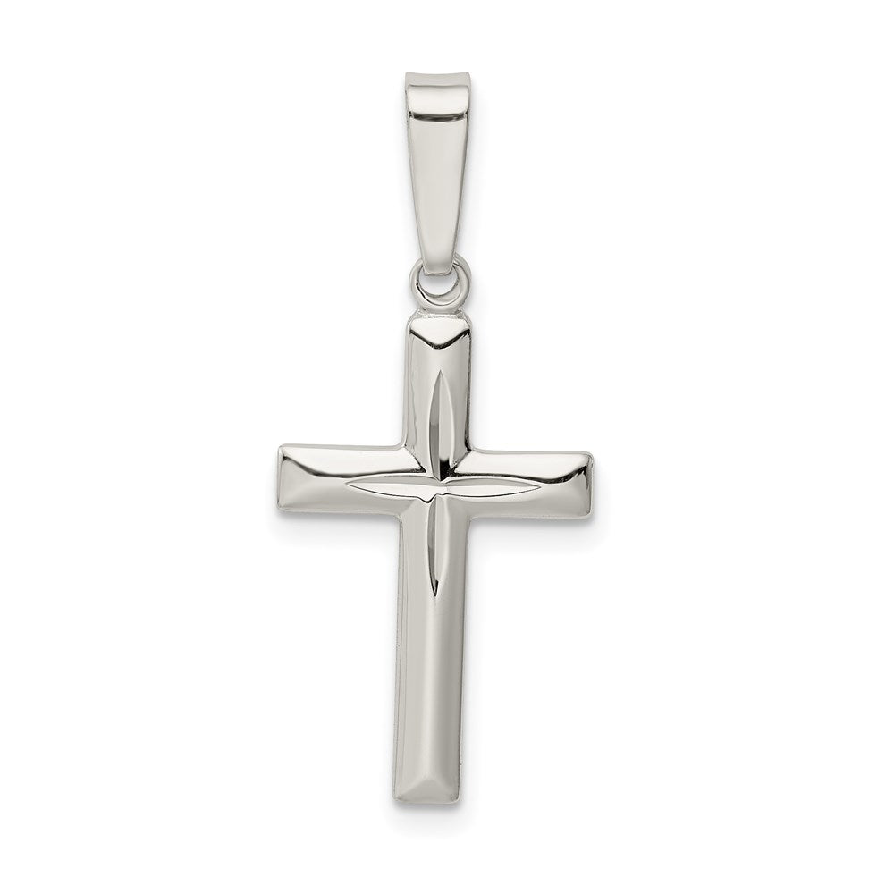 Sterling Silver Polished D/C Cross Pendant, 23 x 13 mm