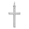 Sterling Silver Rhodium Plated Polished Cross Charm, 31 x 16.2 mm