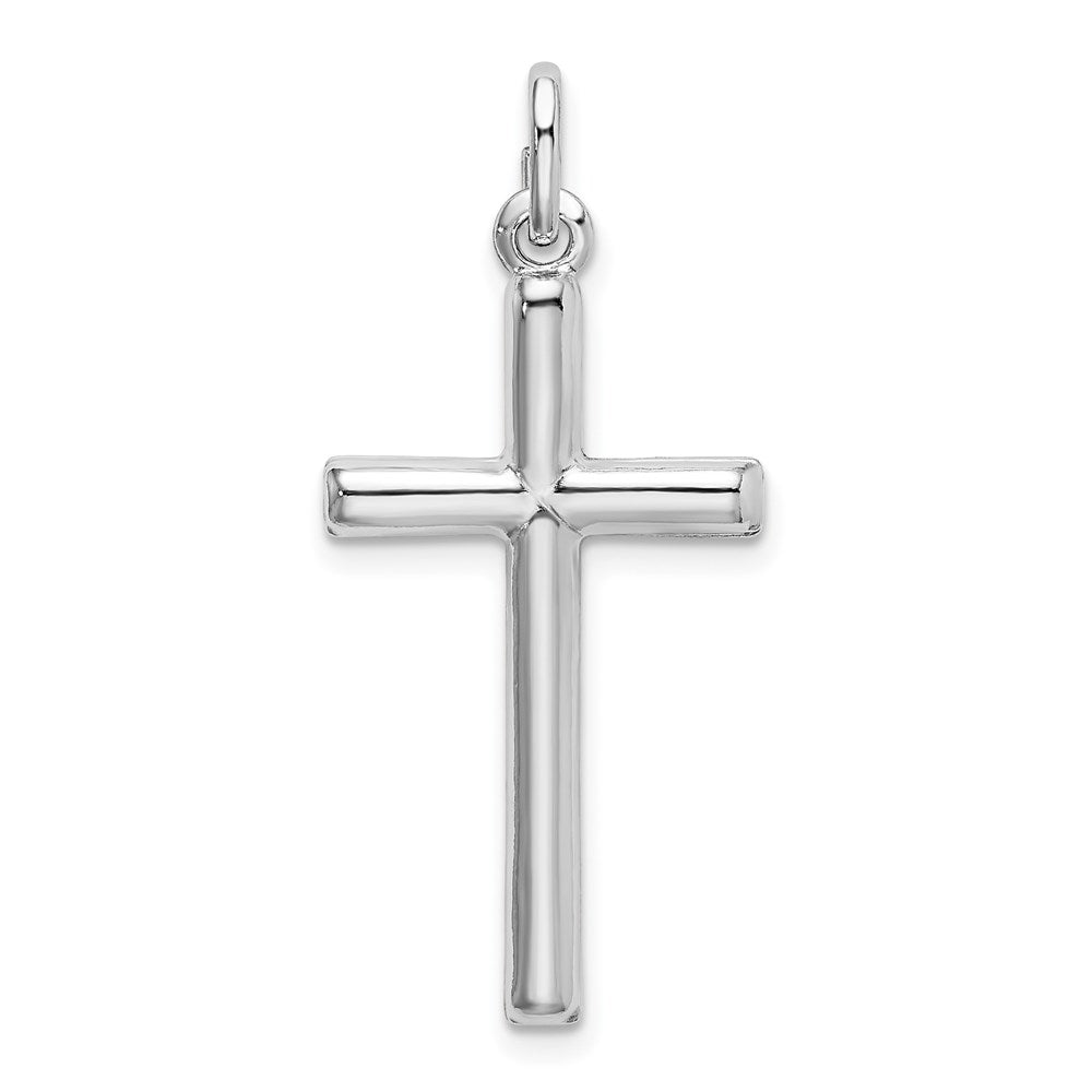 Sterling Silver Rhodium Plated Polished Cross Charm, 31 x 16.2 mm