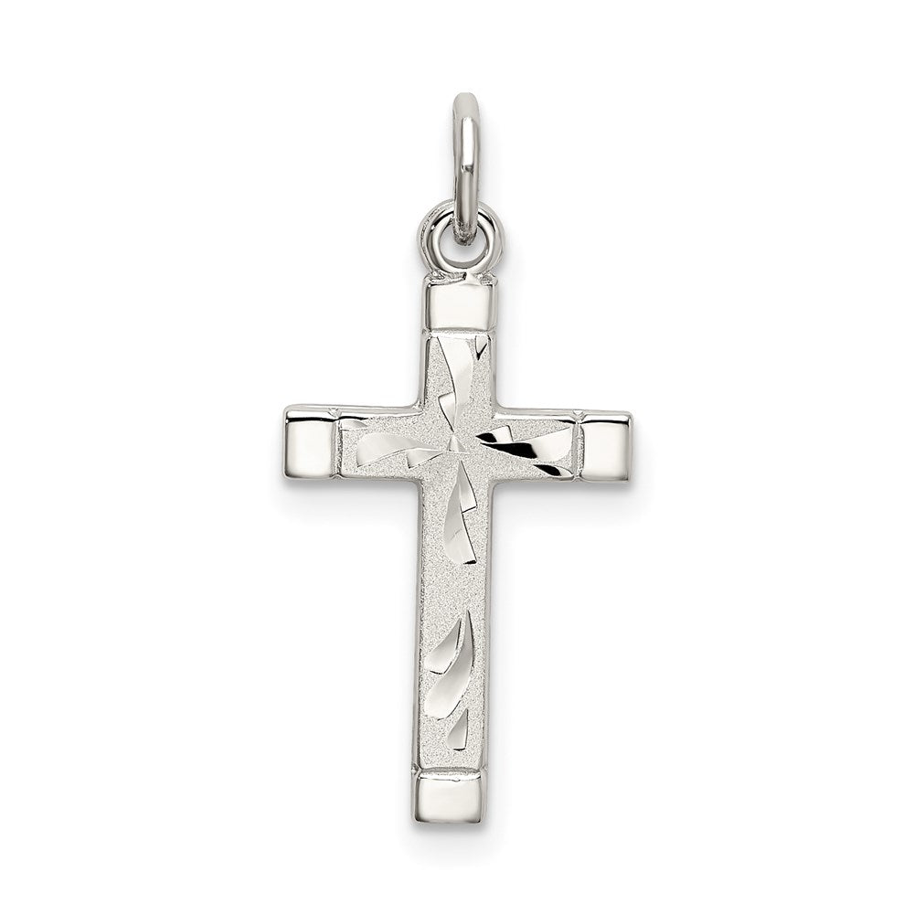 Sterling Silver Polished Satin 7 D/C Cross Pendant, 21 x 12 mm