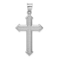 Sterling Silver Rhodium-plated Textured & Polished Cross Pendant, 35 x 21 mm