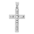 Sterling Silver Rhodium-plated Polished Cross Pendant, 33.2 x 20 mm