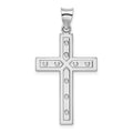 Sterling Silver Rhodium-plated Satin & Polished Latin Cross Pendant, 33 x 20 mm