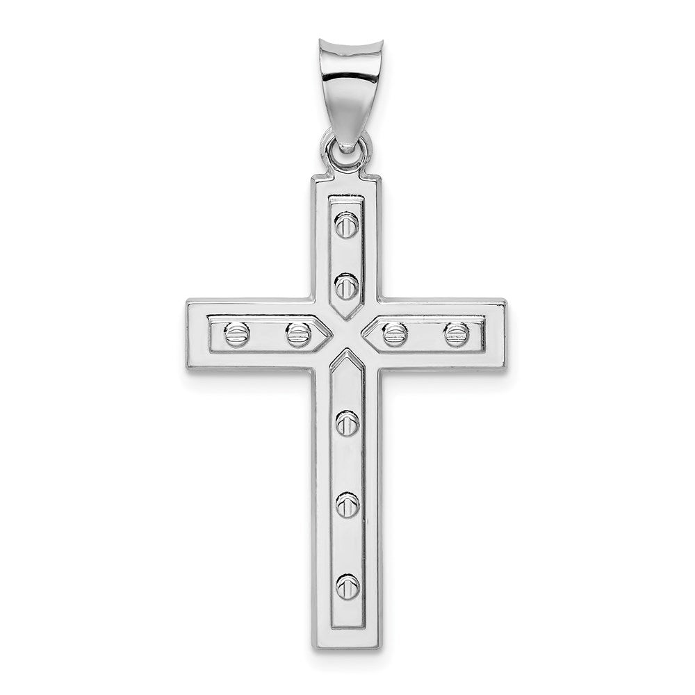 Sterling Silver Rhodium-plated Satin & Polished Latin Cross Pendant, 33 x 20 mm