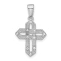 Sterling Silver Rhodium-plated Polished CZ Woven Cross Pendant, 26.8 x 16.05 mm