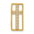 Sterling Silver Gold-tone Polished CZ Cross Slide, 22.3 x 10.2 mm