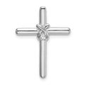 Sterling Silver Rhodium-plated Polished w/ CZ Cross Chain Slide, 25 x 19 mm