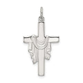 Sterling Silver Polished and Satin Draped Cross Pendant, 24.8 x 9.5 mm