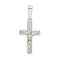 Sterling Silver Polished & textured Crucifix Pendant, 31.1 x 13.1 mm
