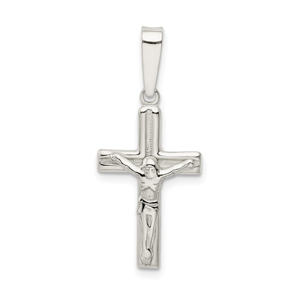 Sterling Silver Polished & textured Crucifix Pendant, 31.1 x 13.1 mm