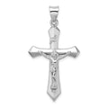 Sterling Silver Rhodium-plated Polished INRI Crucifix Pendant, 42.8 x 22 mm
