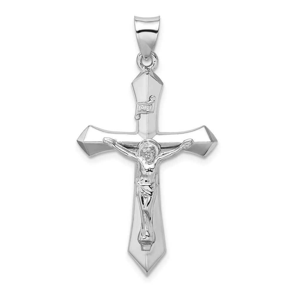 Sterling Silver Rhodium-plated Polished INRI Crucifix Pendant, 42.8 x 22 mm