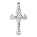 Sterling Silver Rhodium-plated Polished INRI Crucifix Pendant, 47.5 x 24 mm