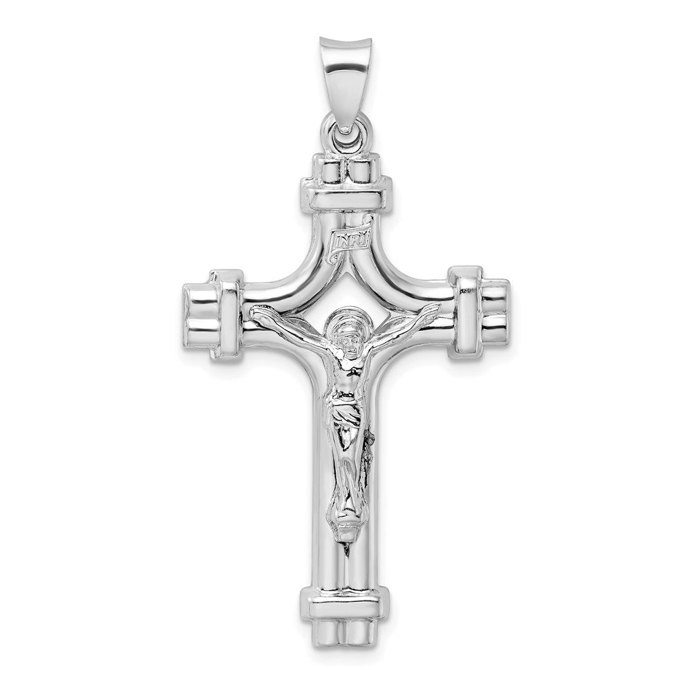 Sterling Silver Rhodium-plated Polished INRI Crucifix Pendant, 47.5 x 24 mm