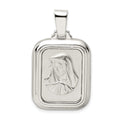 Sterling Silver Satin & Polished Mary w/Hail Mary Prayer Pendant, 40 x 22 mm