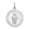 Sterling Silver Rhodium-plated Spanish St. Jude Thaddeus Medal Pendant, 28 x 19 mm