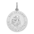 Sterling Silver Rhodium-plated Spanish St. Anthony Medal Pendant, 28 x 19 mm