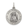 Sterling Silver Satin Antiqued Spanish St. Gabriel Medal Pendant, 28 x 19 mm