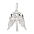 Sterling Silver Polished Wings And Cross Pendant, 28 x 19 mm