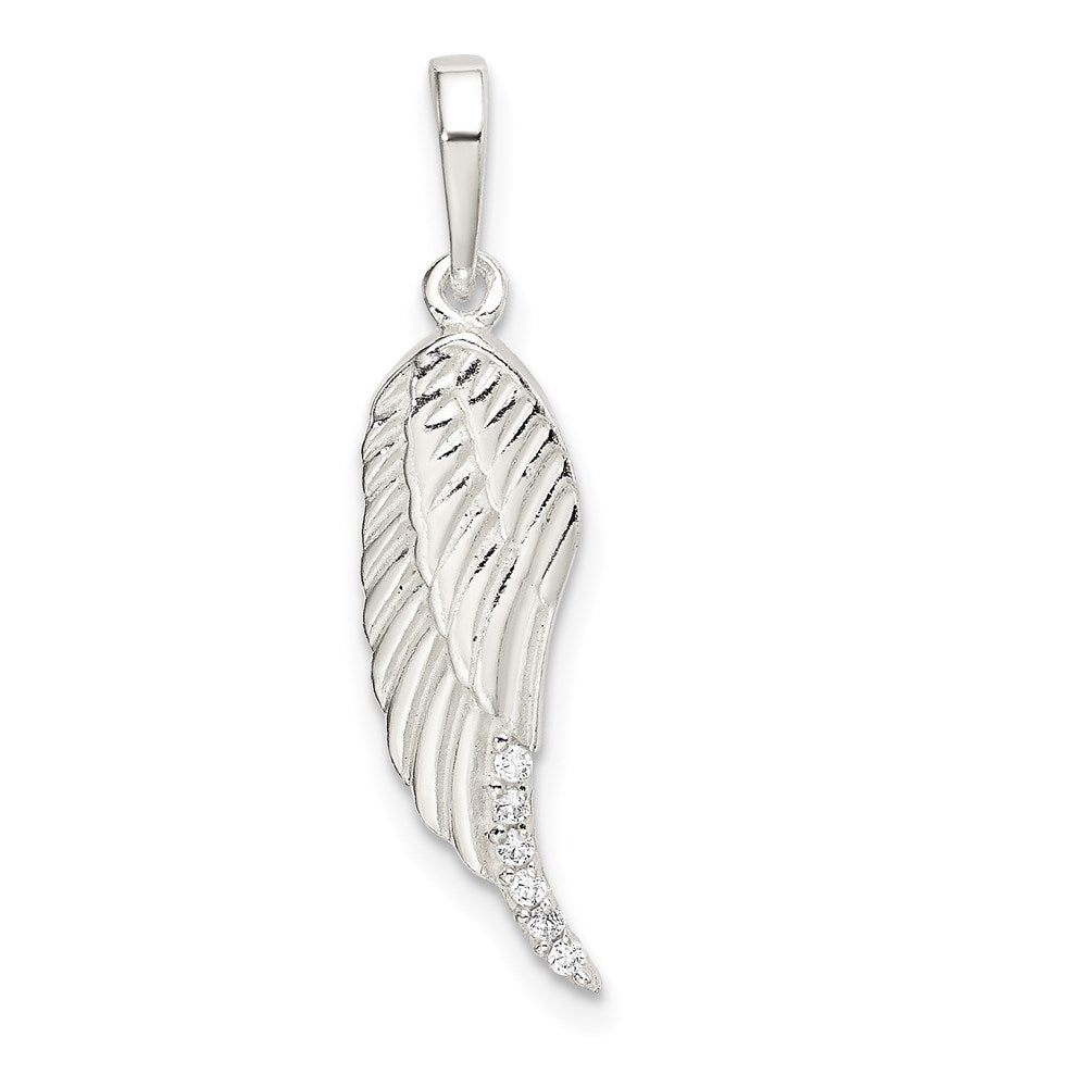 Sterling Silver Polished Wing Pendant, 30.5 x 6.5 mm