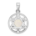 Sterling Silver Rhodium-plated MOP Star of David Pendant, 30 x 19.5 mm