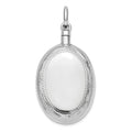 Sterling Silver Rhodium-Plated Oval Ash Holder Pendant, 51 x 24 mm