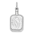 Sterling Silver Rhodium-Plated Rectangular Ash Holder Pendant, 39 x 17 mm