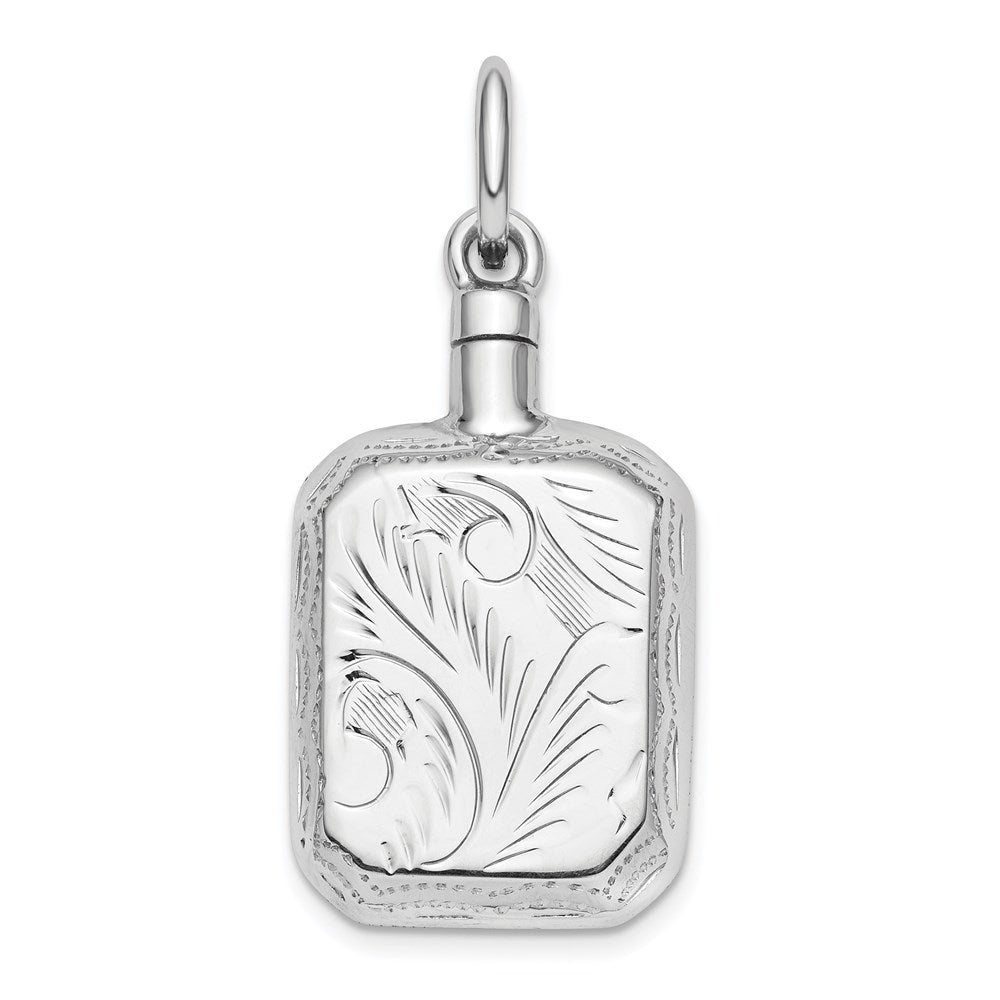 Sterling Silver Rhodium-Plated Rectangular Ash Holder Pendant, 39 x 17 mm