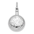 Sterling Silver RH-plated Polished Screw Top Ash Holder Pendant, 39 x 21 mm