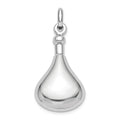 Sterling Silver Rhod-plat Polished Screw Top Ash Holder Pendant, 38 x 16.5 mm
