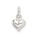 Sterling Silver Polished Puffed Heart Charm, 12.25 x 6 mm