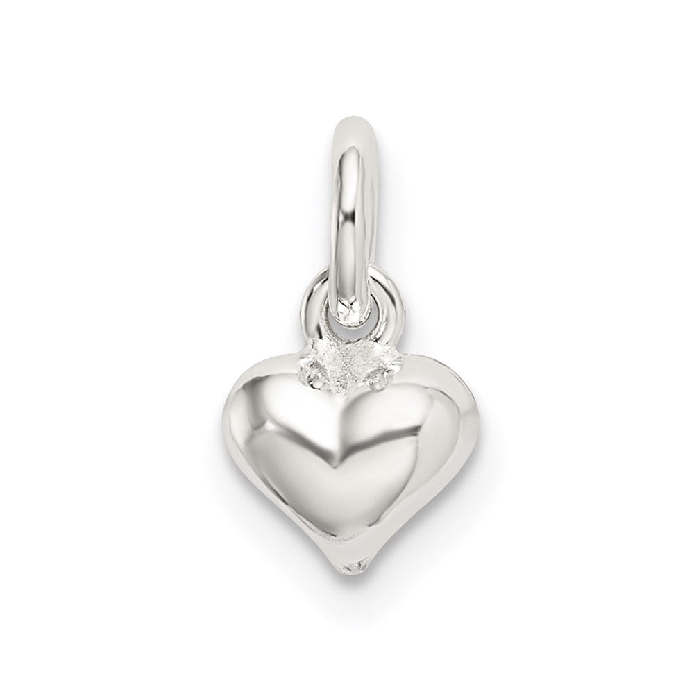 Sterling Silver Polished Puffed Heart Charm, 12.25 x 6 mm