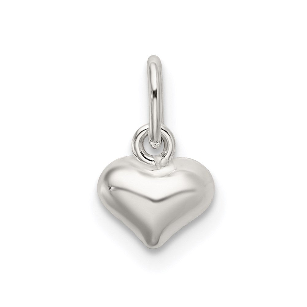 Sterling Silver Polished Puffed Heart Charm, 12.25 x 6.5 mm