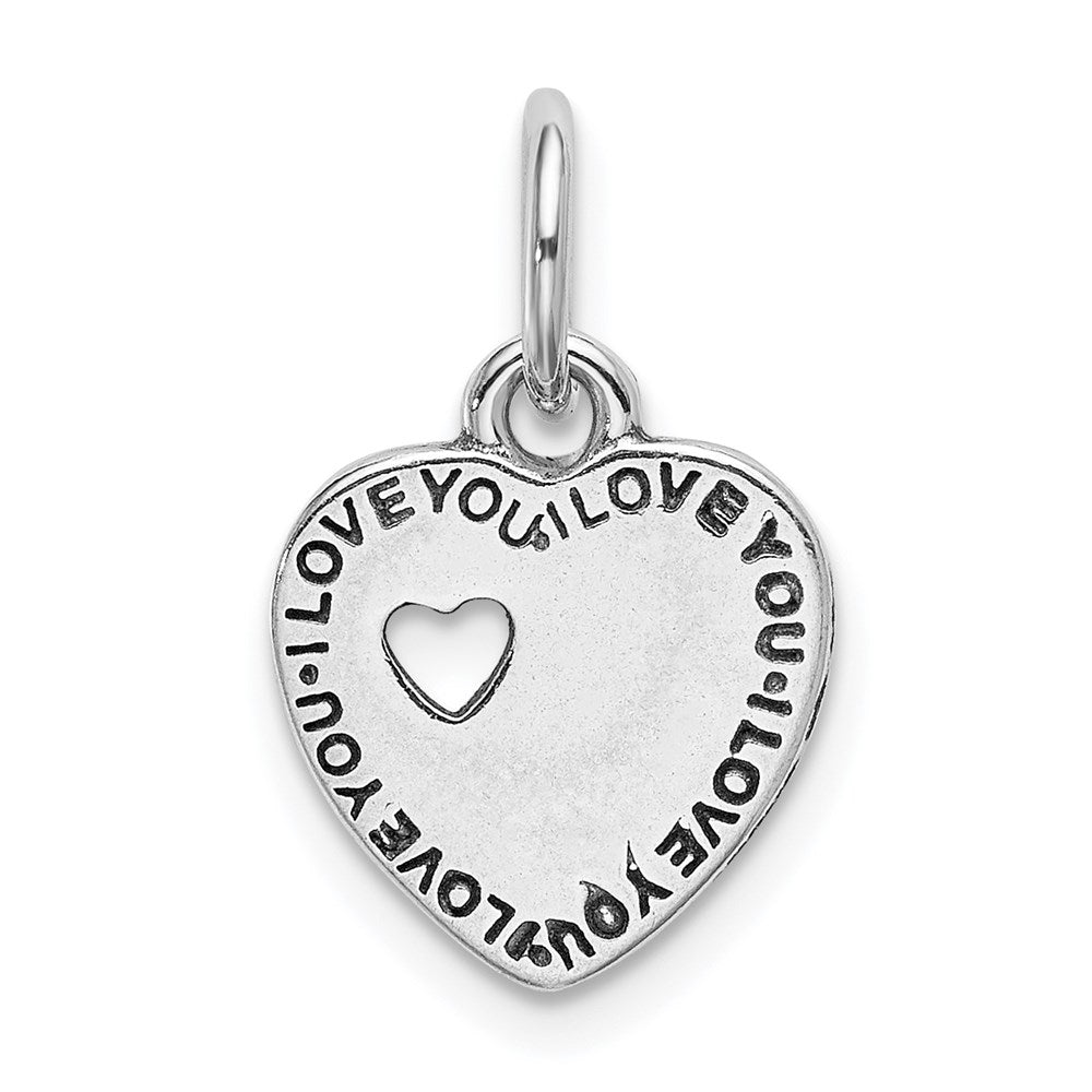 Sterling Silver Rhodium-plated Oxidized You and Me Pendant, 20.5 x 11.5 mm