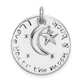 Sterling Silver Rhodium-plated Love You To Moon & Back Pendant, 24 x 19 mm
