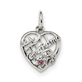 Sterling Silver Rhodium-plated Pink & White CZ #1 Grandma Pendant, 21.5 x 14.1 mm