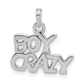 Sterling Silver Rhodium-plated Polished BOY CRAZY Pendant, 17.2 x 16.75 mm