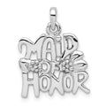 Sterling Silver Rhodium-plated Polished MAID OF HONOR Pendant, 20.8 x 14.6 mm