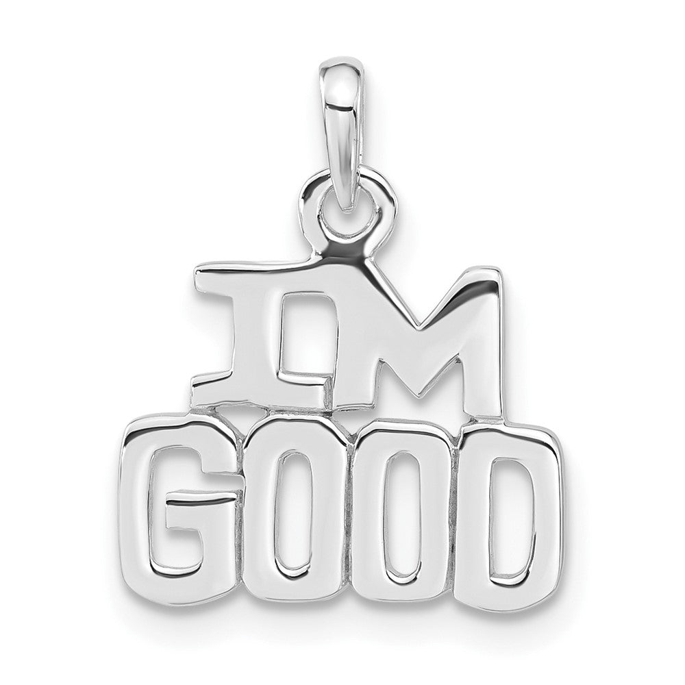 Sterling Silver Rhodium-plated Polished IM GOOD Pendant, 19.3 x 15.35 mm