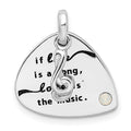 Sterling Silver RH-plated Crystal Antique Guitar Pendant, 17.5 x 15.7 mm