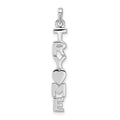 Sterling Silver Rhodium-plated Polished TRY ME Heart Pendant, 35.4 x 4.9 mm