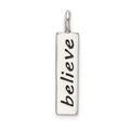 Sterling Silver Polished Enameled BELIEVE Pendant, 26 x 5.6 mm