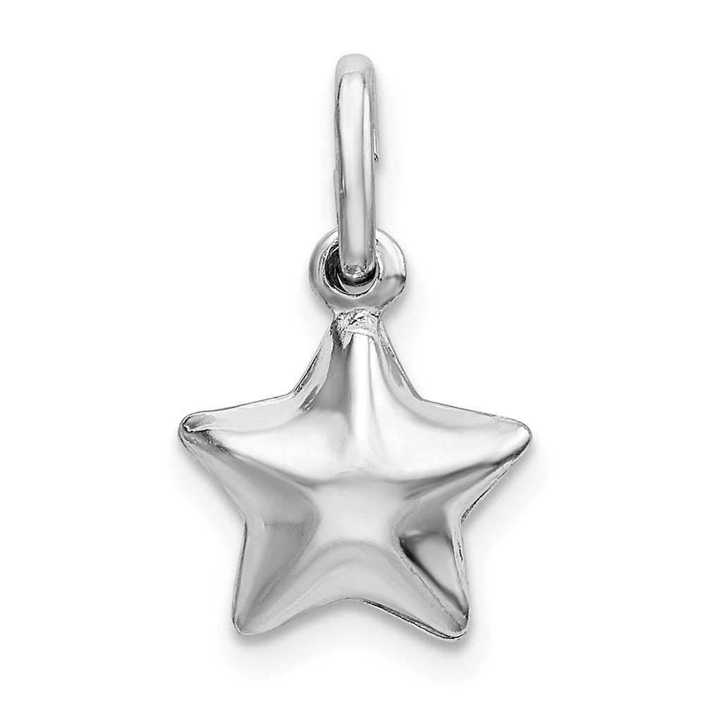 Sterling Silver Rhodium Plated Polished Puffed Star Charm, 19 x 10 mm