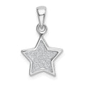 Sterling Silver Rhodium-plated Glitter Enamel Fabric Star Pendant, 22 x 11 mm