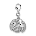 Sterling Silber Rhodium-plated CZ Ladybug with Lobster Clasp Charm, 24 x 15 mm